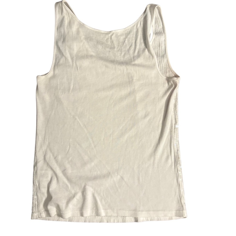 New York & Company White Ribbed Sequin Tank Top - Picture 5 of 5